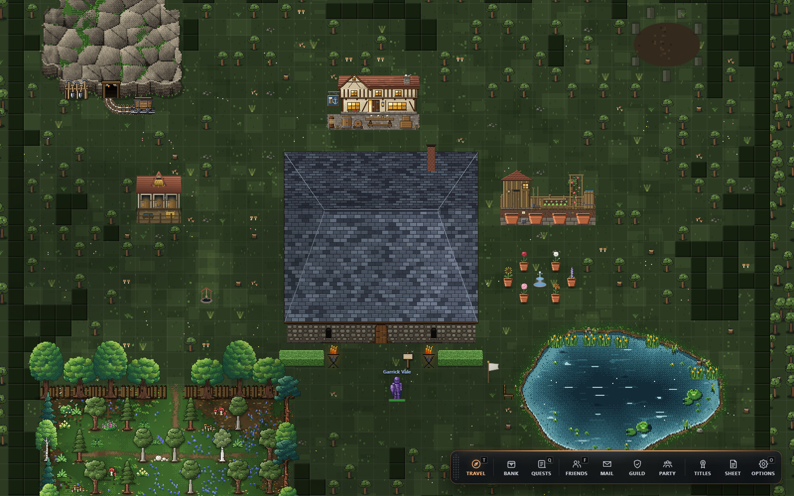 A player's own grounds — house, pond and lumber field